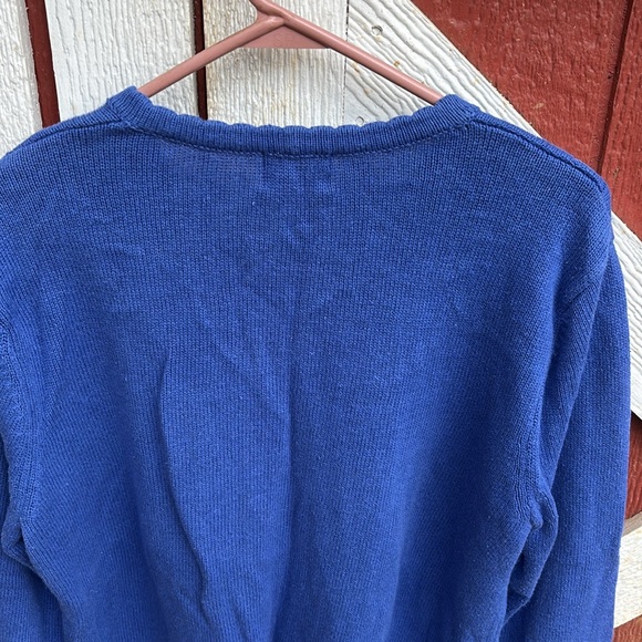 Bon Worth Blue Button Front Cardigan Sweater Embroidered Scalloped Trim Beads M - Picture 7 of 16